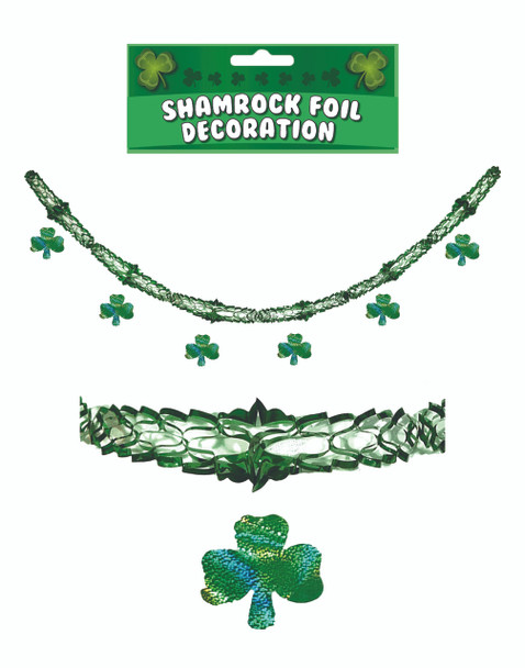Hanging Irish Foil Holo Shamrocks Decoration