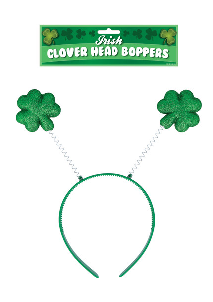 Green Glitter Shamrock St Patrick's Day Head Bopper Headband