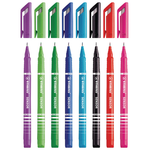 Pack of 8 Stabilo Sensor Assorted Fineliner Pens