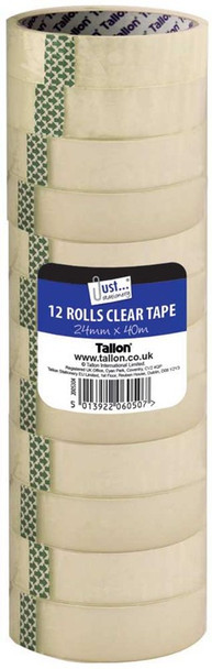 Pack of 12 Rolls Clear Tape 40m x 24mm