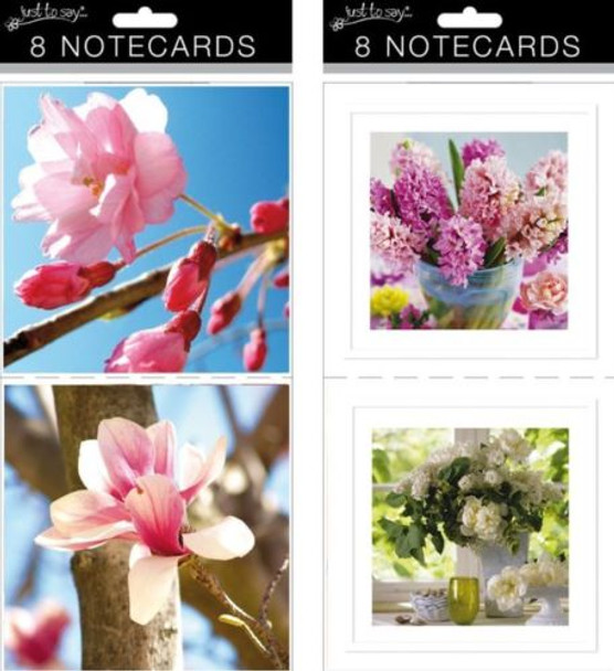 Box of 8 Just To Say Large Floral Square Note Card