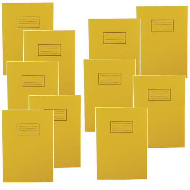 Pack of 100 A4 Yellow Exercise Books 80 Pages - Feint Ruled with Margin