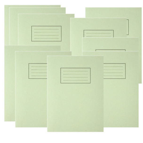 Pack of 100 229x178mm Green Exercise Books 80 Pages - Feint Ruled with Margin