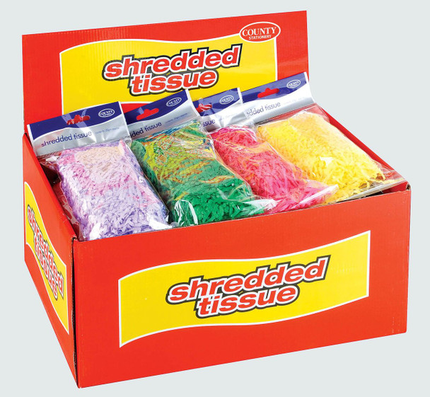 Box of 24 Assorted Coloured 20g Shredded Tissue