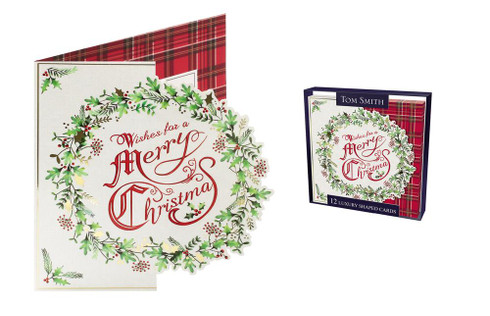 Pack of 12 Luxury Wreath Design Christmas Greeeting Cards - Stationery ...