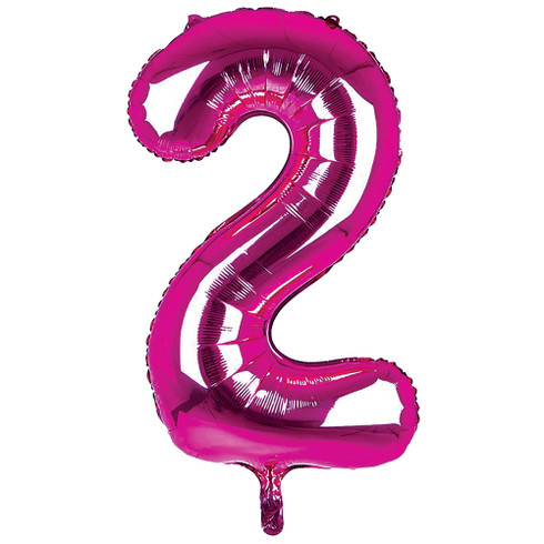 Giant Foil Dark Pink 2 Number Balloon - Stationery Wholesale
