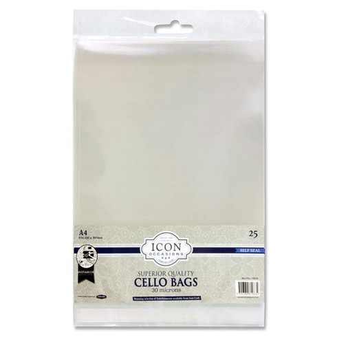 Pack of 25 A4 Self Seal Cello Bags by Icon Occasions - Stationery Wholesale