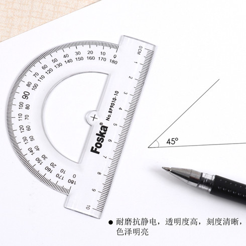 10cm Plastic 180 Degree Protractor - Stationery Wholesale