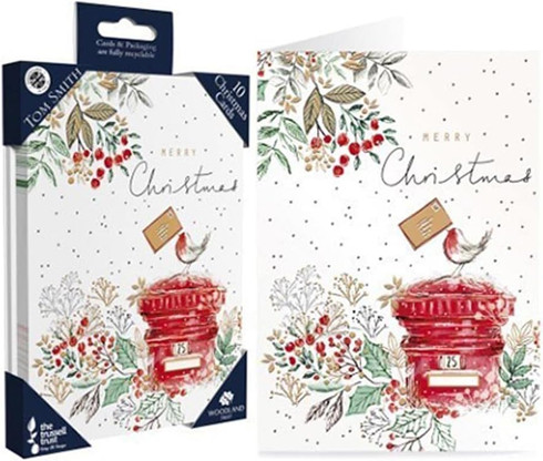 Pack of 10 Luxury Post Box Design Christmas Cards - Stationery Wholesale