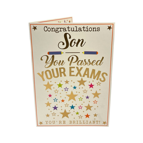 To Son You Passed Your Exam Stars Design Congratulations Card ...