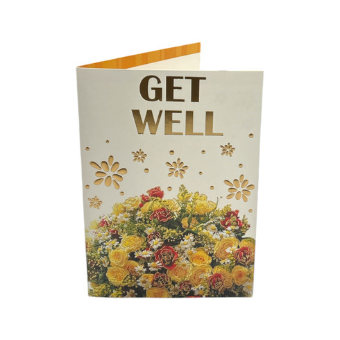 Get Well Soon Bouquet of Flowers Design Card - Stationery Wholesale