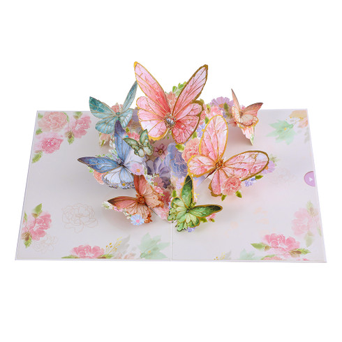 Peach Butterfly and Flowers 3D Pop Up Greeting Card - Birthday Mother ...