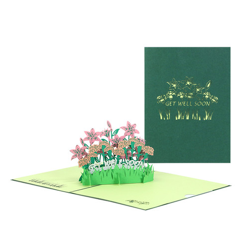 Healing Blooms 3D Pop Up Get Well Soon Card - Stationery Wholesale