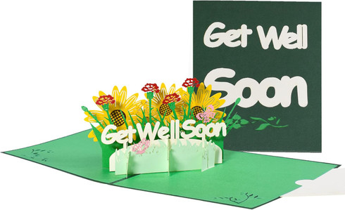 Sunflower & Carnation Garden 3D Pop Up Get Well Soon Card - Stationery ...
