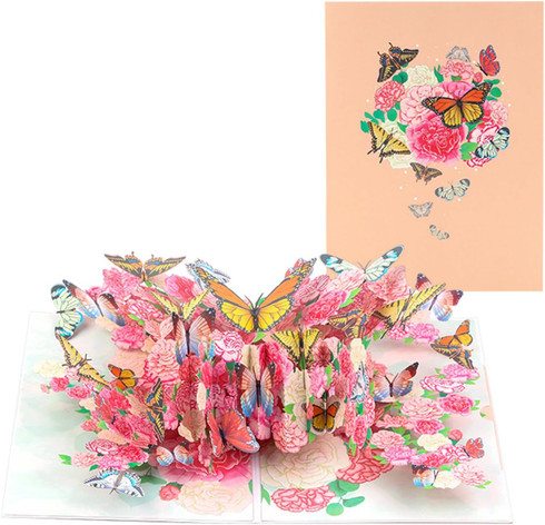 Floral Harmony Butterfly 3D Pop Up Greeting Card - Stationery Wholesale