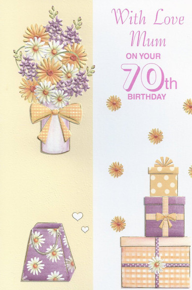 Happy 70th Birthday for Mum Greeting Card - Stationery Wholesale