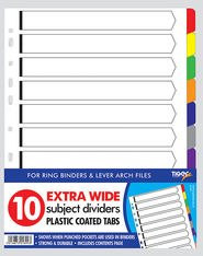 A4 10 Part Extra Wide Subject Dividers Plastic cotated Tab - Stationery ...