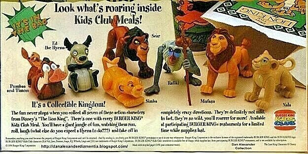 Burger King Kids' Club 1994 The Lion King