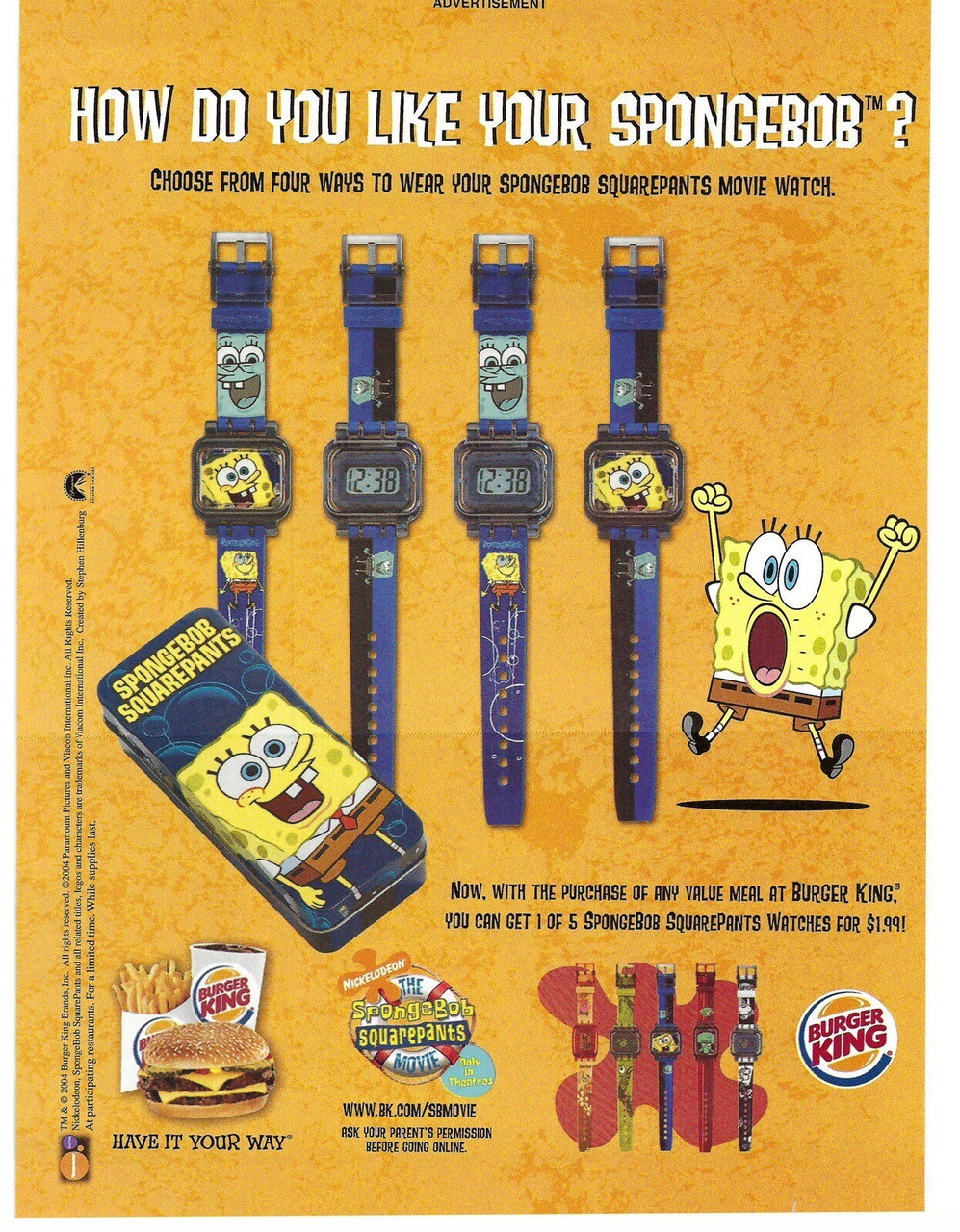 Burger King 2004 SpongeBob SquarePants Watches