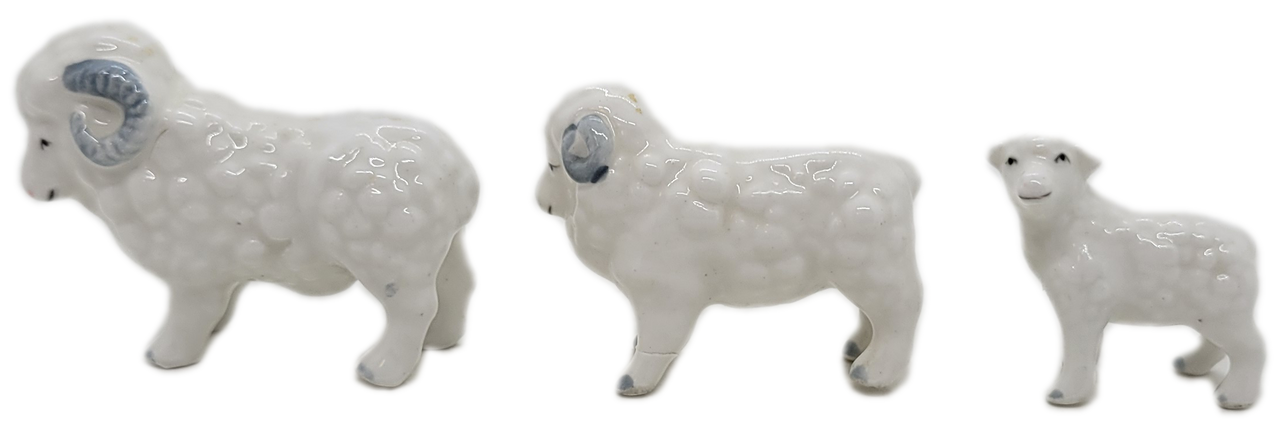 Porcelain Sheep Figurine Lot of 3