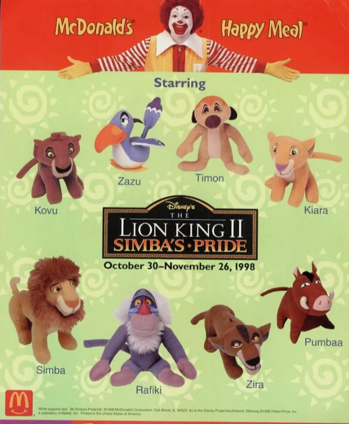 McDonald's Happy Meal Toy 1998 Disney Lion King 2