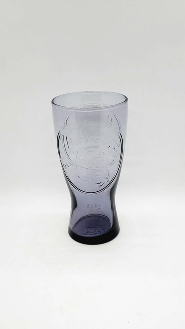 McDonald's Speedee Promotional Glass 1955, clear glass with embossed Speedee mascot design from 1955.