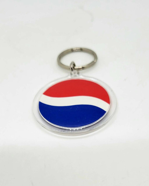Pepsi Wave Keychain, round keychain with the Pepsi logo in red, white, and blue colors.