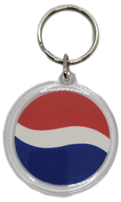 Pepsi Wave promotional advertising keychain made of plastic. The original Pepsi product was born in 1893, created by Caleb Bradham for his drug store in North Carolina.