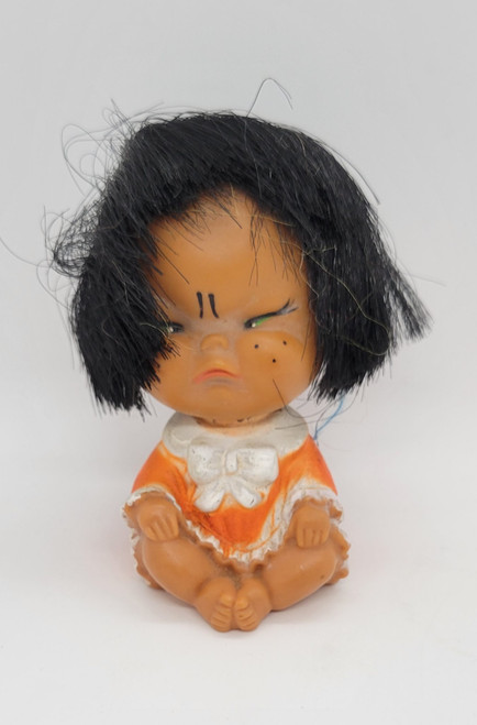 Vintage 1960's Moody Cutie Doll Wearing Orange Dress Made in Korea
