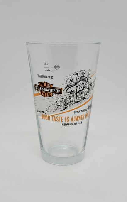 Harley-Davidson Motor Cycles Good Taste Is Always In Style Pint Glass