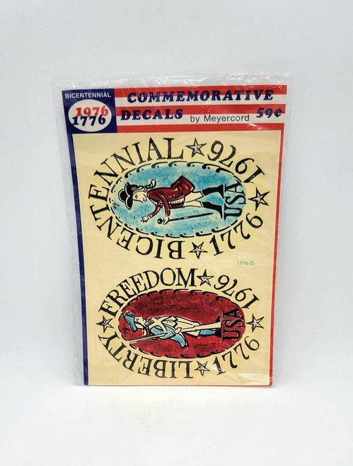 Meyercord Co. Bicentennial Commemorative Decals, vintage American history stickers celebrating the 200th anniversary of the United States.