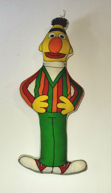 Muppet's Vintage Sesame Street Bert Pillow, soft plush pillow featuring the classic Sesame Street character Bert with his iconic striped sweater, green pants, and cheerful expression.