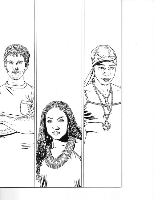 IDW True Blood #6RI.A comic book cover, black and white illustration of three characters from the series.