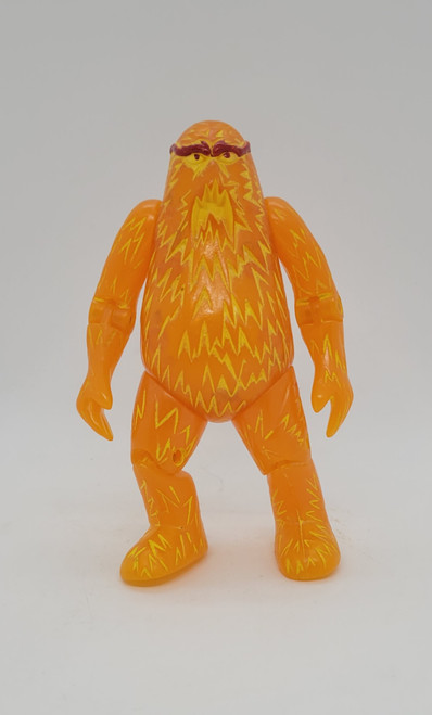 Scooby-Doo villain of 10,000 Volt Electric monster that stands 5 inches tall. The orange figure has yellow streaks throughout with his red eyebrows. Front View