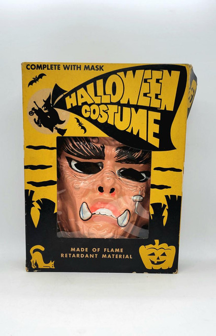Bland Charnas Co., Inc Bland Charnas Halloween Costume Monster Size Small, mask and box for a Halloween costume featuring a frightening monster face with exaggerated features.