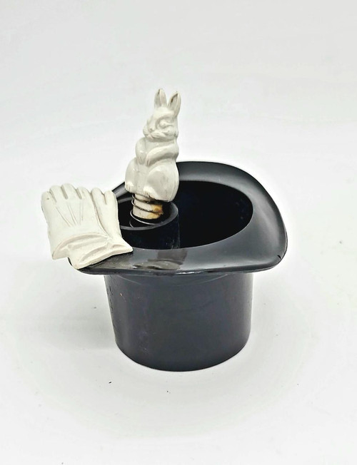 Commonwealth Vintage Commonwealth Magic Hat Trick Rabbit Pop Up Top Hat Toy, black toy top hat with rabbit figure and glove props for magic tricks.