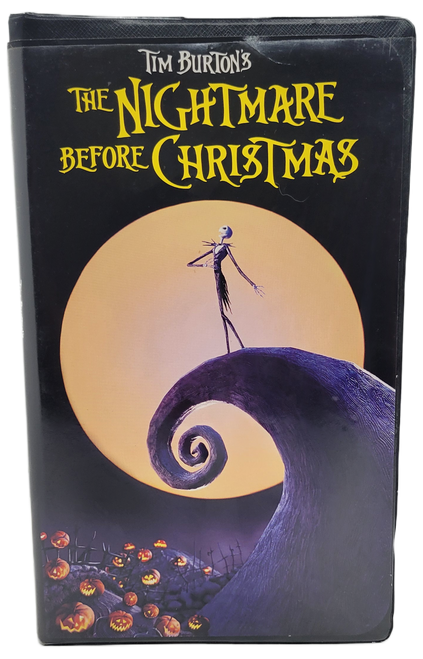 Tim Burton's The Nightmare Before Christmas VHS tape by Touchstone Home Video.  The Nightmare Before Christmas is a 1993 American stop-motion animated musical dark fantasy film directed by Henry Selick and produced and conceived by Tim Burton. It tells the story of Jack Skellington, the King of "Halloween Town" who stumbles upon "Christmas Town" and becomes obsessed with celebrating the holiday.