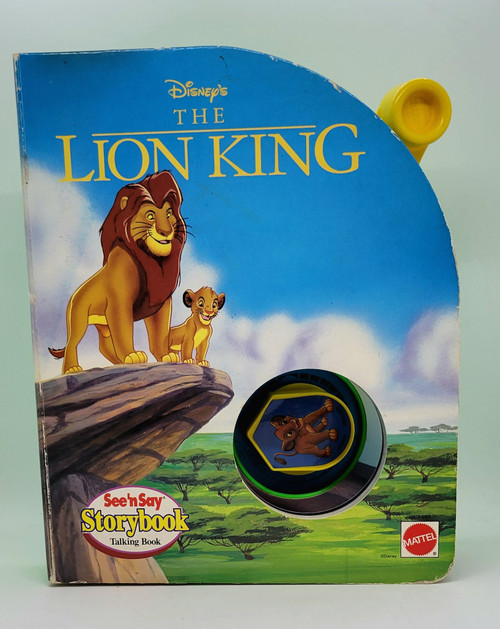 Vintage 1994 Mattel Disney's The Lion King See 'n Say Storybook talking book.  As you are reading the story, pull the handle to listen to the story.