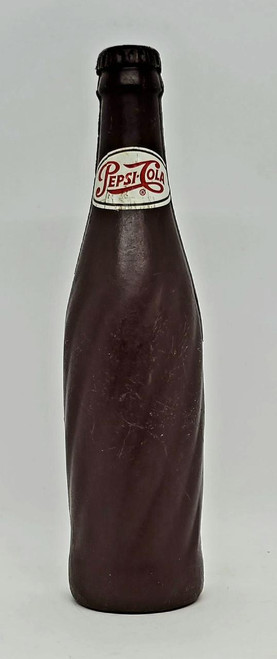 Pepsi-Cola Plastic Brown Bottle, image of a classic brown plastic bottle of Pepsi-Cola soft drink with a white label and red logo.