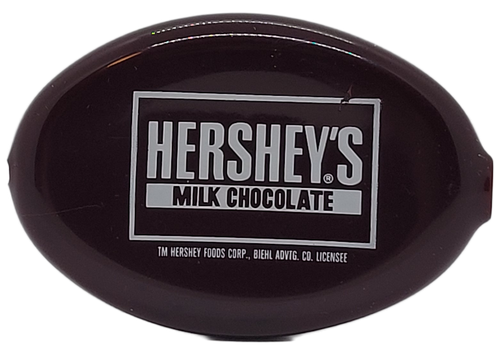 intage brown Hershey’s Milk Chocolate rubber squeeze coin purse with printed logo.