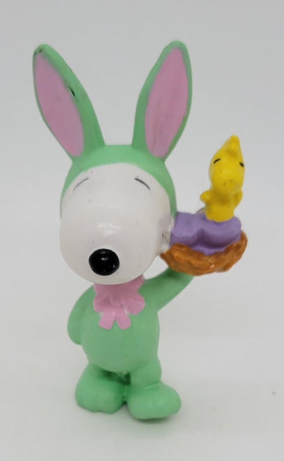 Peanuts Snoopy in Easter Bunny Costume With Woodstock PVC Figure