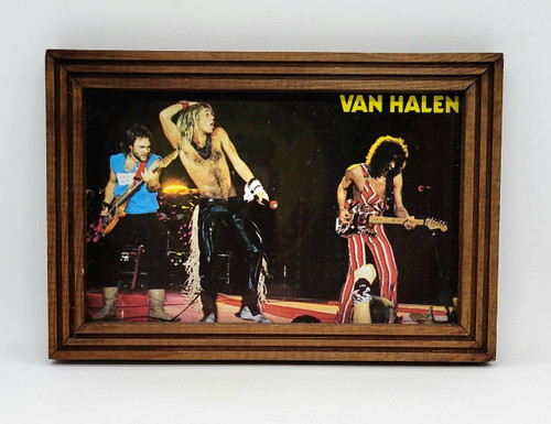 Van Halen 6 x 9 inch Framed Picture, framed photo of the rock band Van Halen performing live on stage.