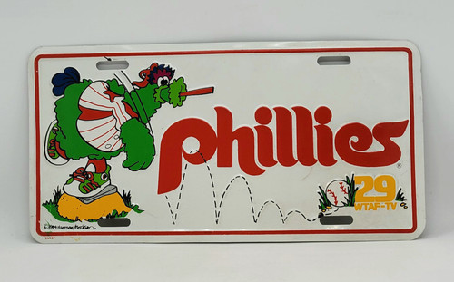 MLB Philadelphia Phillies 1984 Phillie Phanatic WTAF-TV 29 Metal License Plate