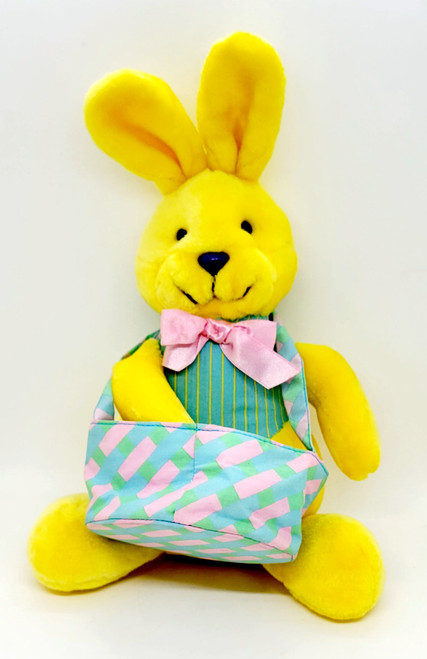 AVON 1992 Yellow 12" Easter Bunny with Basket Stuffed Animal