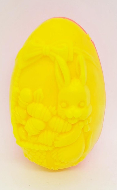 Unknown Vintage 3.25-inch Plastic Easter Egg, featuring a 3D Easter Bunny design made in Hong Kong.