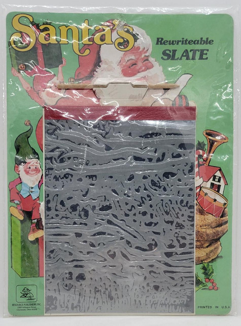 Resource Publishers, Inc Vintage Santa's Rewriteable Slate, decorative reusable chalkboard with festive Christmas design featuring Santa Claus, elves, and holiday imagery.