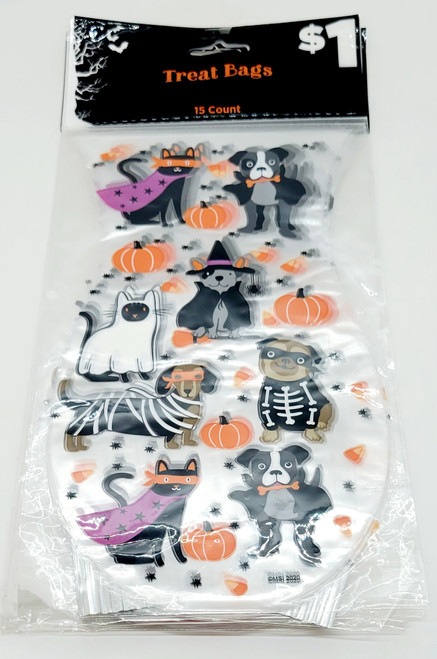 Halloween Treat Bags - Lot of 90 Pet Themed Clear Bags