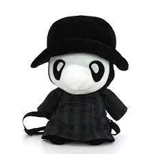 COMECO INC Comeco Plague Doctor Stuffed Backpack, plush backpack resembling a plague doctor with a black hat and cloak.