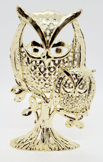 Vintage Torino Gold Metal Owl Earring Holder