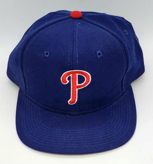 Grossman Cap Corp Vintage Grossman Cap MLB Philadelphia Phillies Blue Snapback Hat, with red embroidered 'P' logo on the front.